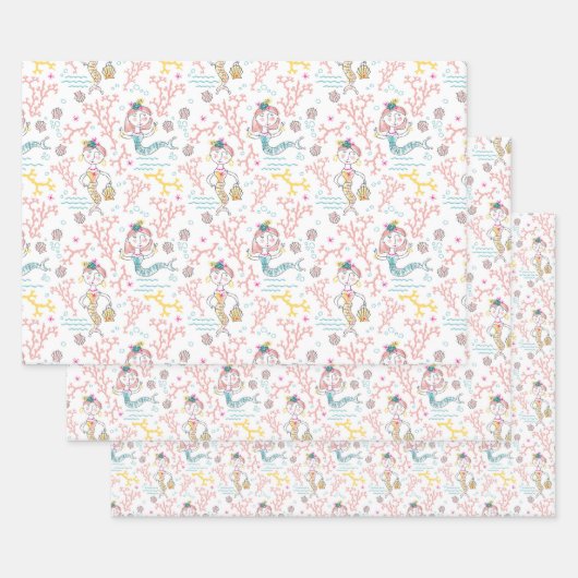 Cute Mermaids Craft Decoupage Scrapbook and Gift Inpakpapier Vel (Set)