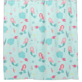Cute Mermaids Pink en Turquoise Pattern   Douchegordijn (Voorkant)
