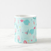 Cute Mermaids Pink en Turquoise Pattern Koffiemok (Center)