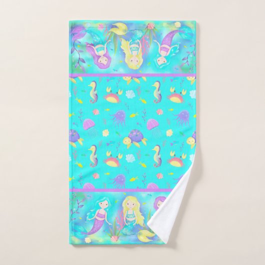 Cute Mermaids under Zee Neon Bad Handdoek (Handdoek)