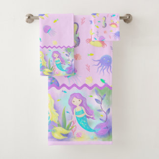 Cute Mermaids under Zee Neon Bad Handdoek
