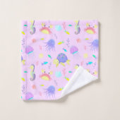 Cute Mermaids under Zee Neon Bad Handdoek (Wasdoekje)