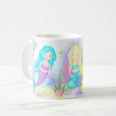 Cute Mermaids under Zee Neon Koffiemok (Voorkant links)