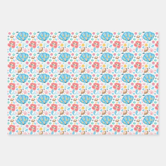 Cute Mermaids Wrapping Paper Set van 3 (Voorkant 2)