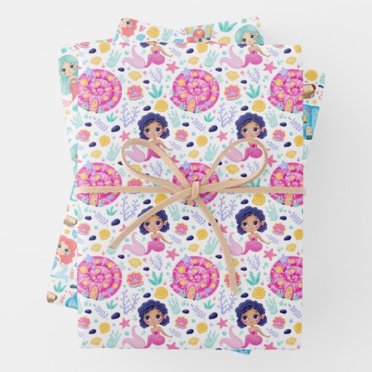 Cute Mermaids Wrapping Paper Set van 3 (In situ)