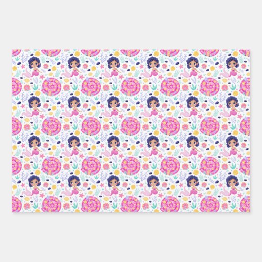 Cute Mermaids Wrapping Paper Set van 3 (Voorkant)