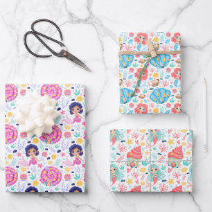 Cute Mermaids Wrapping Paper Set van 3