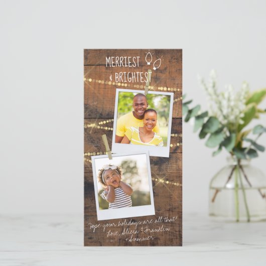 Cute Merriest & Brighest Holiday 2-fotokaart (Staand voorkant)