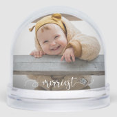 Cute Merriest Modern Calligraphy Photo Snow Globe Sneeuwbol (Voorkant)