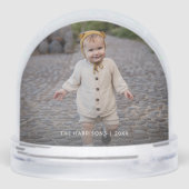 Cute Merriest Modern Calligraphy Photo Snow Globe Sneeuwbol (Achterkant)