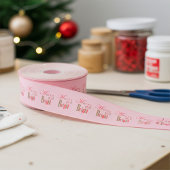 Cute Merry and Bright Stripe on Cotton Candy Pink Grosgrain Lint