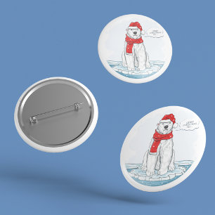 Cute Merry-Beer met kerstpolair Ronde Button 3,2 Cm