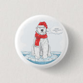 Cute Merry-Beer met kerstpolair Ronde Button 3,2 Cm (Voorkant)