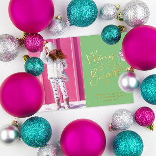 Cute Merry & Bright Photo Folie Holiday Kaart