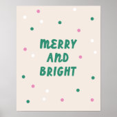 Cute Merry & Bright Pink Confetti Holiday Print (Voorkant)