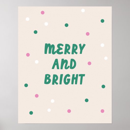 Cute Merry & Bright Pink Confetti Holiday Print (Voorkant)