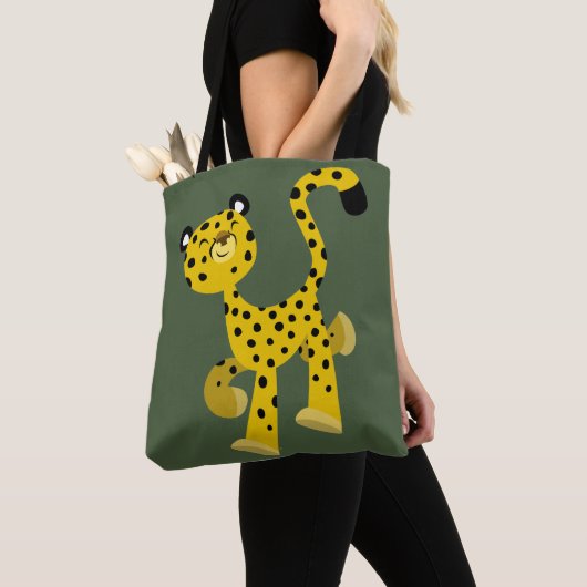 Cute Merry Cartoon Cheetah Tote Bag (Dichtbij)