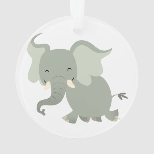 Cute Merry Cartoon Elephant AcrylOrnament Ornament (achterkant)