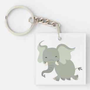 Cute Merry Cartoon Elephant AcrylSleutelhanger Sleutelhanger