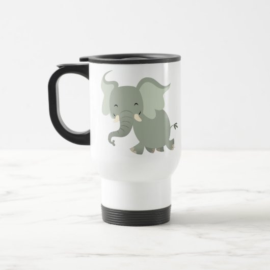 Cute Merry Cartoon Elephant Commuter Mok (Links)
