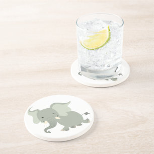 Cute Merry Cartoon Elephant Onderzetter