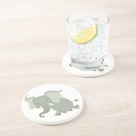 Cute Merry Cartoon Elephant Onderzetter (Zijkant)