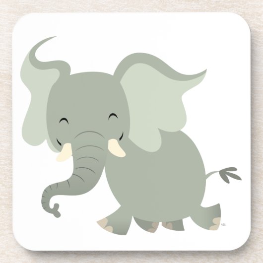 Cute Merry Cartoon Elephant Onderzetters Set (Voorkant)