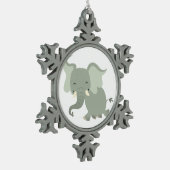 Cute Merry Cartoon Elephant Pewter Ornament (Links)