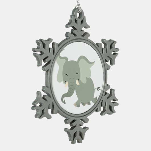 Cute Merry Cartoon Elephant Pewter Ornament (Links)