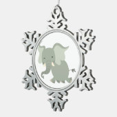 Cute Merry Cartoon Elephant Pewter Ornament (Rechts)