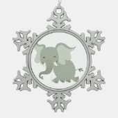 Cute Merry Cartoon Elephant Pewter Ornament (Voorkant)