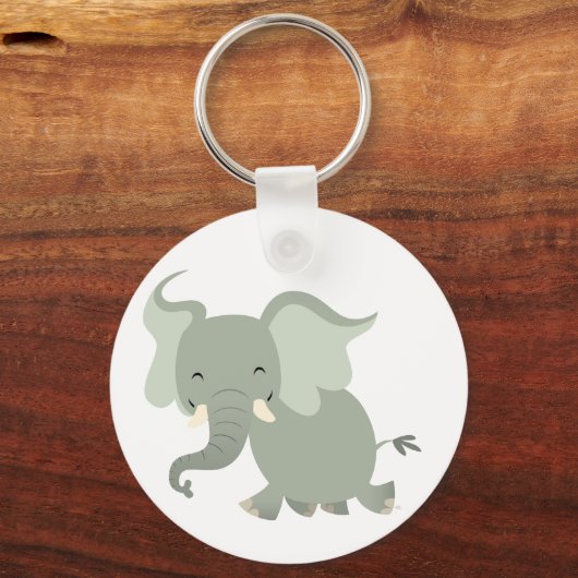 Cute Merry Cartoon Elephant Sleutelhanger (Voorkant)