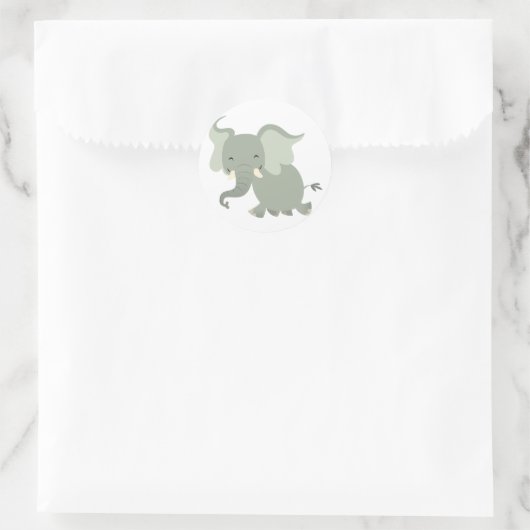 Cute Merry Cartoon Elephant Sticker (Tas)