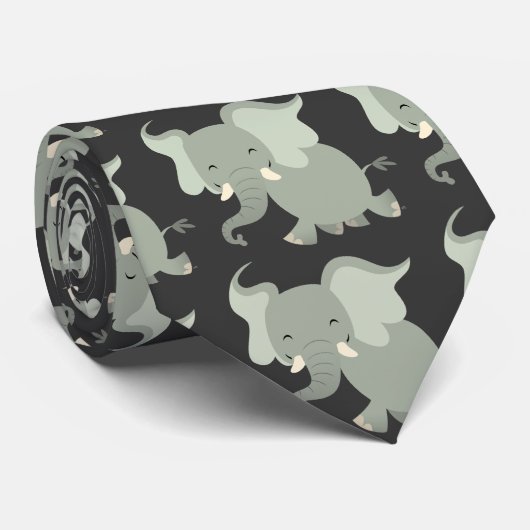 Cute Merry Cartoon Elephant Stropdas (Opgerold)