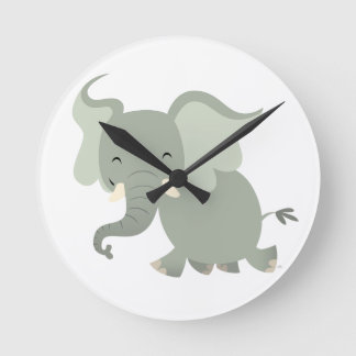 Cute Merry Cartoon Elephant Wall Clock Ronde Klok