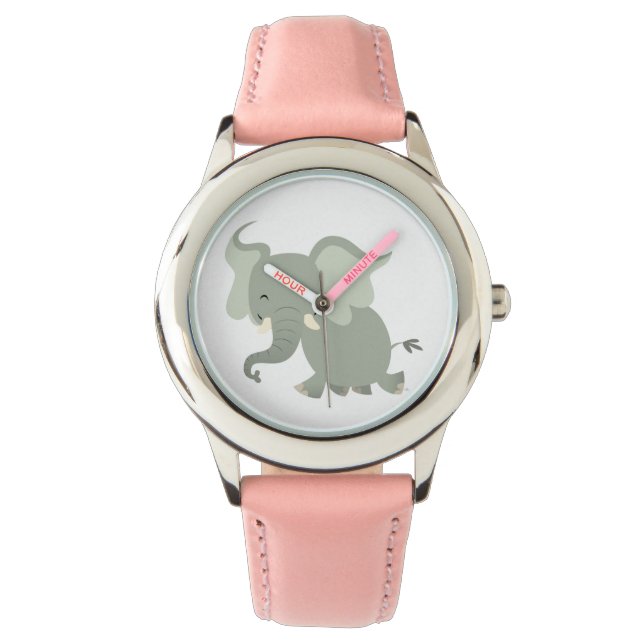 Cute Merry Cartoon Elephant Watch Horloge (Voorkant)