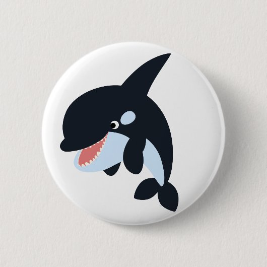 Cute Merry Cartoon Killer Whale Button Badge (Voorkant)