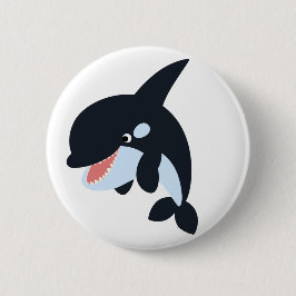Cute Merry Cartoon Killer Whale Button Badge