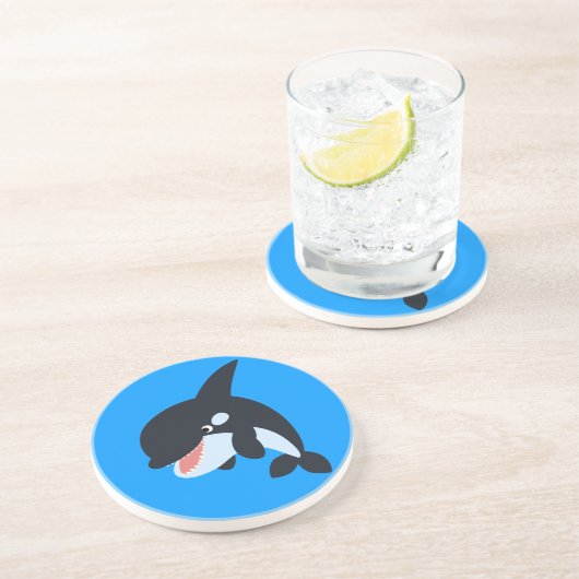 Cute Merry Cartoon Killer Whale Onderzetter (Zijkant)