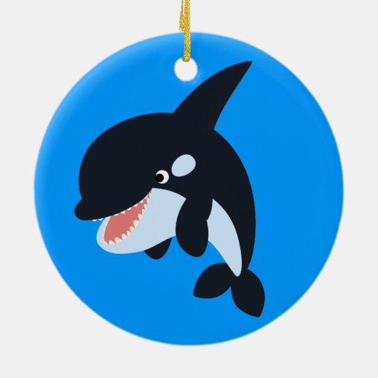 Cute Merry Cartoon Killer Whale Ornament (Achterkant)