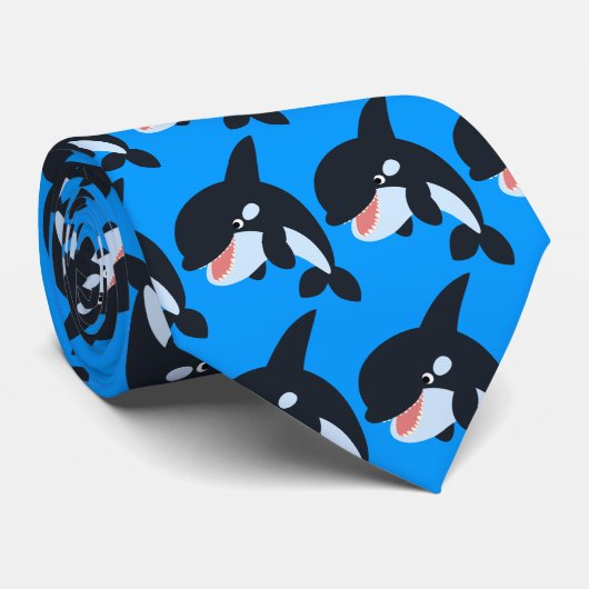 Cute Merry Cartoon Killer Whale Stropdas (Opgerold)