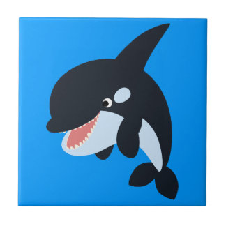 Cute Merry Cartoon Killer Whale Tegel Tegeltje