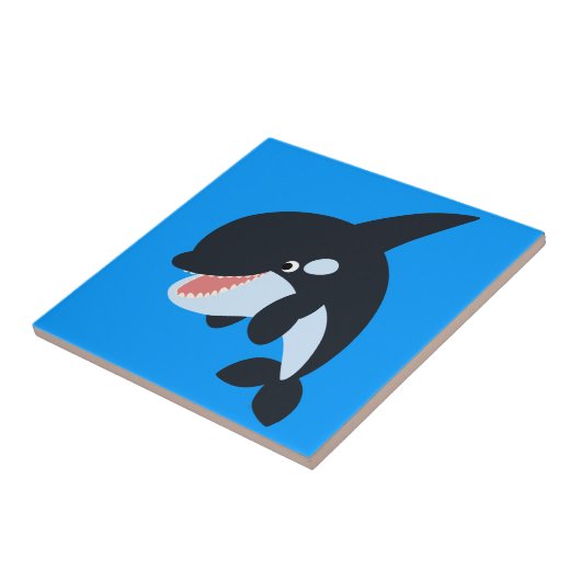 Cute Merry Cartoon Killer Whale Tegel Tegeltje (Zijkant)