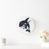Cute Merry Cartoon Killer Whale Wall Clock Ronde Klok (Huis)