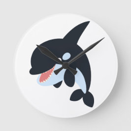 Cute Merry Cartoon Killer Whale Wall Clock Ronde Klok