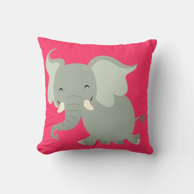 Cute Merry Cartoon Olifant Kussen (Voorkant)