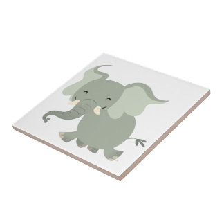Cute Merry Cartoon Olifant Tegeltje