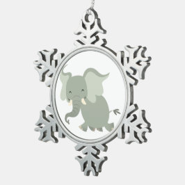 Cute Merry Cartoon Olifant Tin Ornament