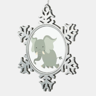 Cute Merry Cartoon Olifant Tin Ornament