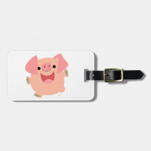 Cute Merry Cartoon Pig Bagagelabel
